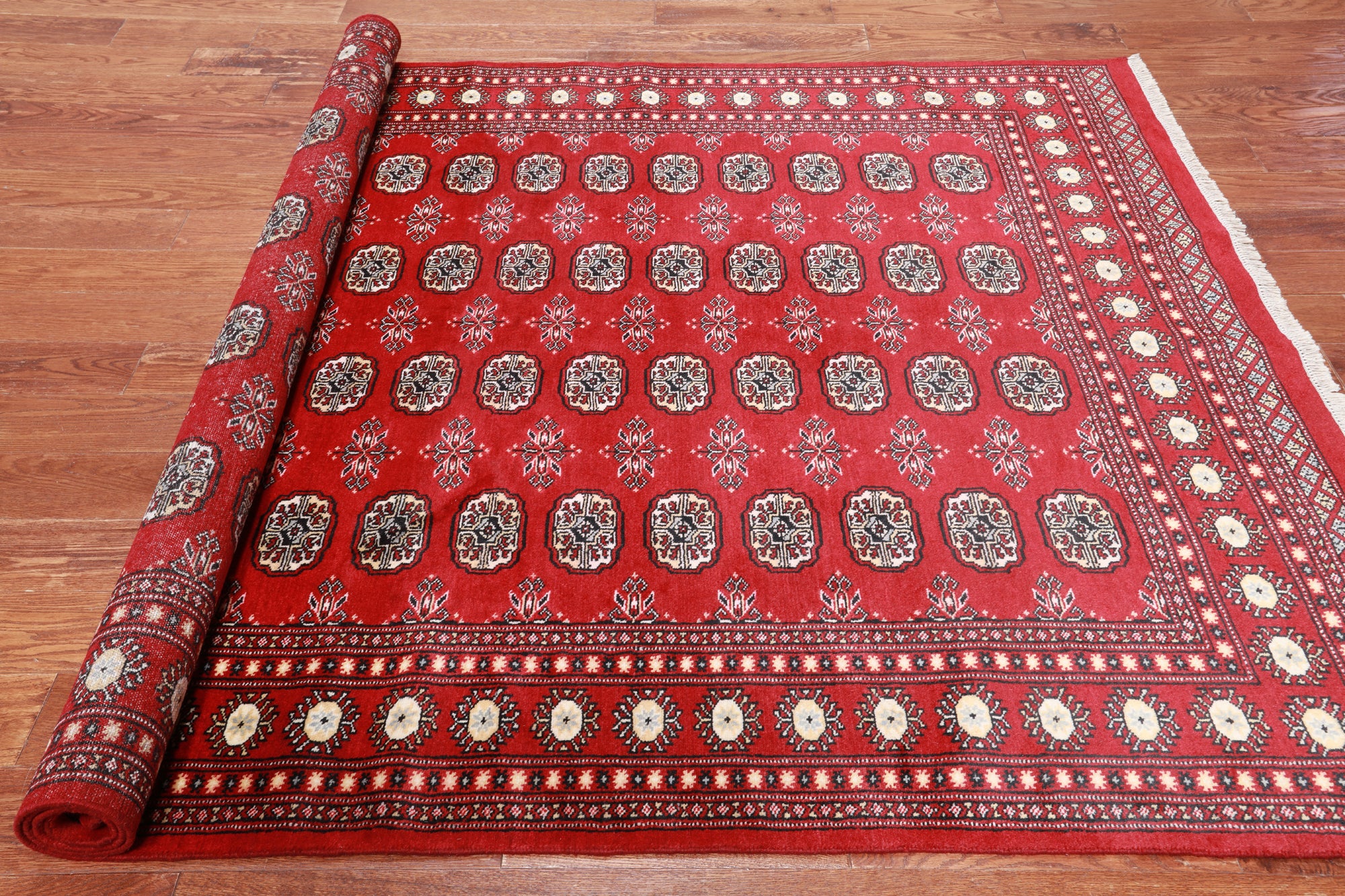 Red Bokhara Handmade Wool Rug - 6' 0" X 9' 1"