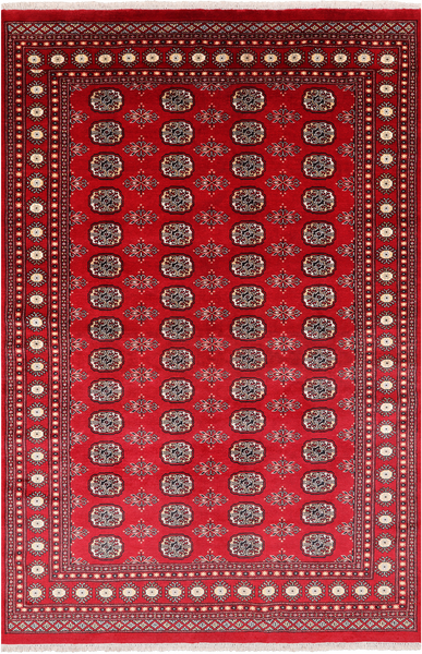 Red Bokhara Handmade Wool Rug - 6' 0" X 9' 1"