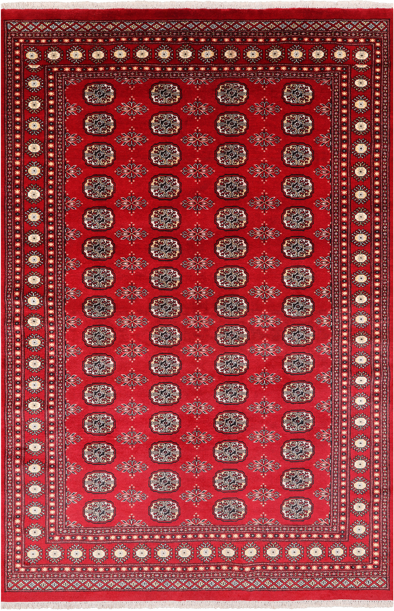 Red Bokhara Handmade Wool Rug - 6' 0" X 9' 1"