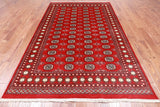 Red Bokhara Handmade Wool Rug - 6' 0" X 9' 1"