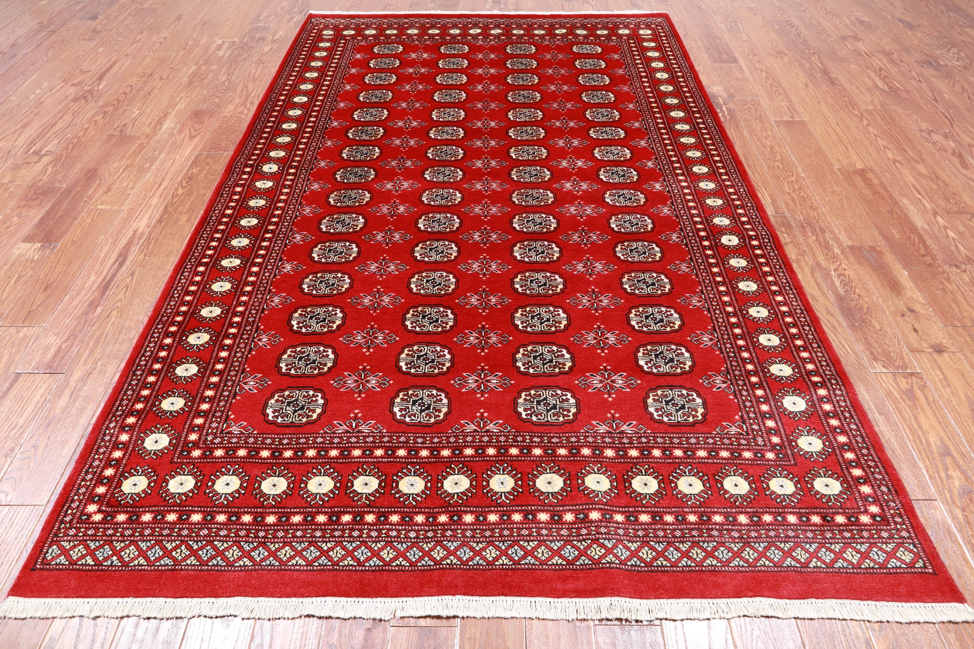 Red Bokhara Handmade Wool Rug - 6' 0" X 9' 1"
