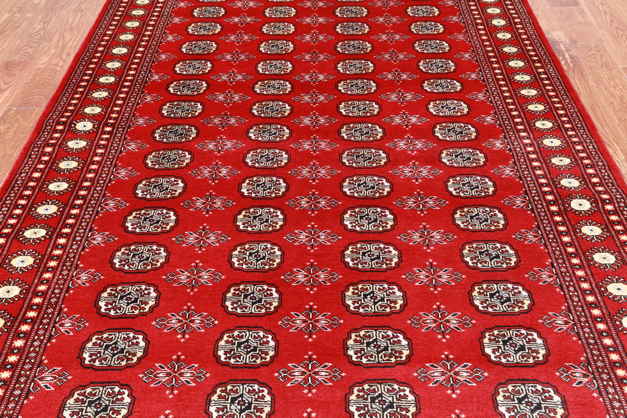 Red Bokhara Handmade Wool Rug - 6' 0" X 9' 1"