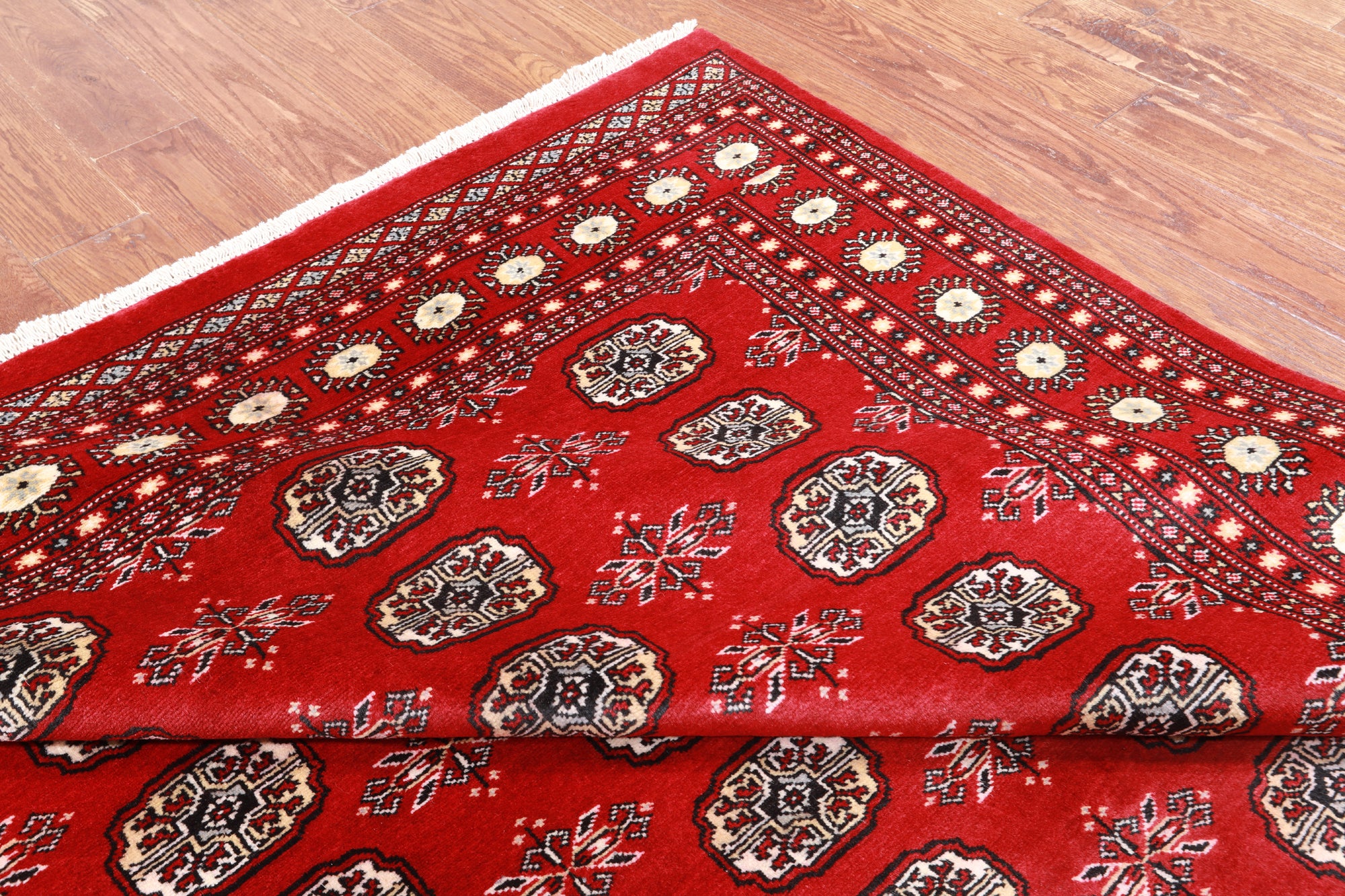 Red Bokhara Handmade Wool Rug - 6' 0" X 9' 1"