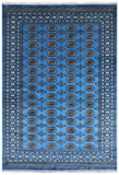 Blue Bokhara Hand-Knotted Wool Rug - 6' 3" X 9' 0"