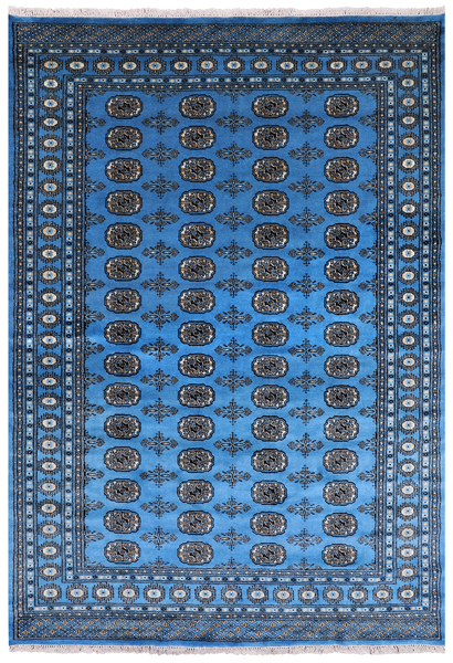 Blue Bokhara Hand-Knotted Wool Rug - 6' 3" X 9' 0"