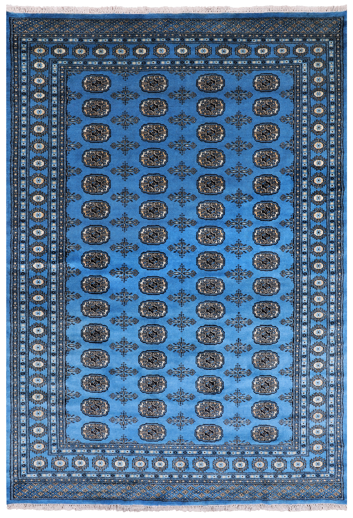 Blue Bokhara Hand-Knotted Wool Rug - 6' 3" X 9' 0"