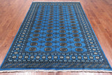 Blue Bokhara Hand-Knotted Wool Rug - 6' 3" X 9' 0"