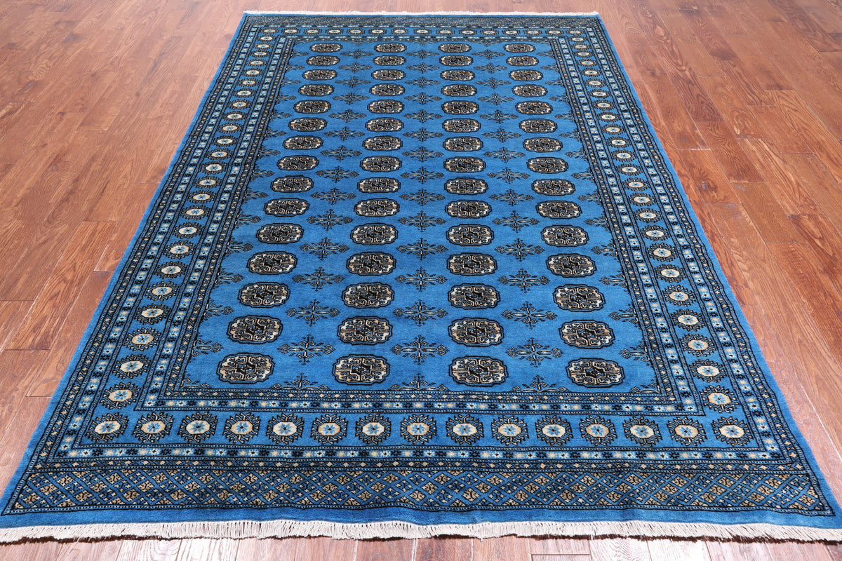 Blue Bokhara Hand-Knotted Wool Rug - 6' 3" X 9' 0"