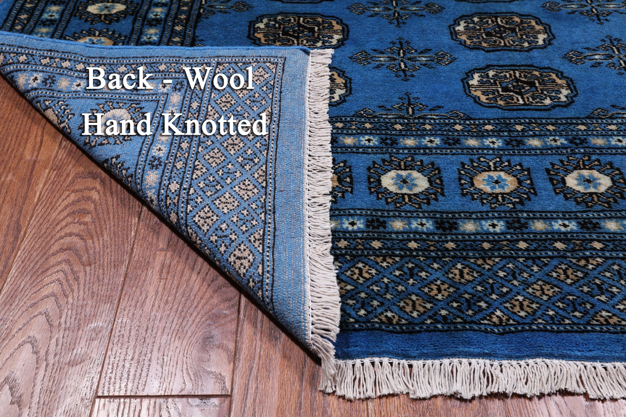 Blue Bokhara Hand-Knotted Wool Rug - 6' 3" X 9' 0"