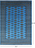 Blue Bokhara Hand-Knotted Wool Rug - 6' 0" X 8' 10"