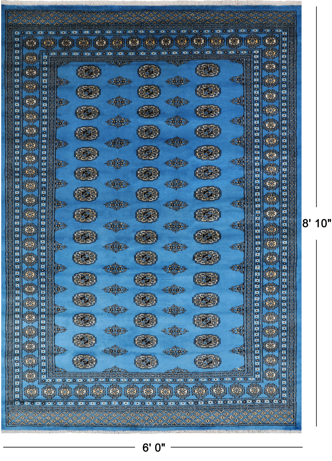 Blue Bokhara Hand-Knotted Wool Rug - 6' 0" X 8' 10"