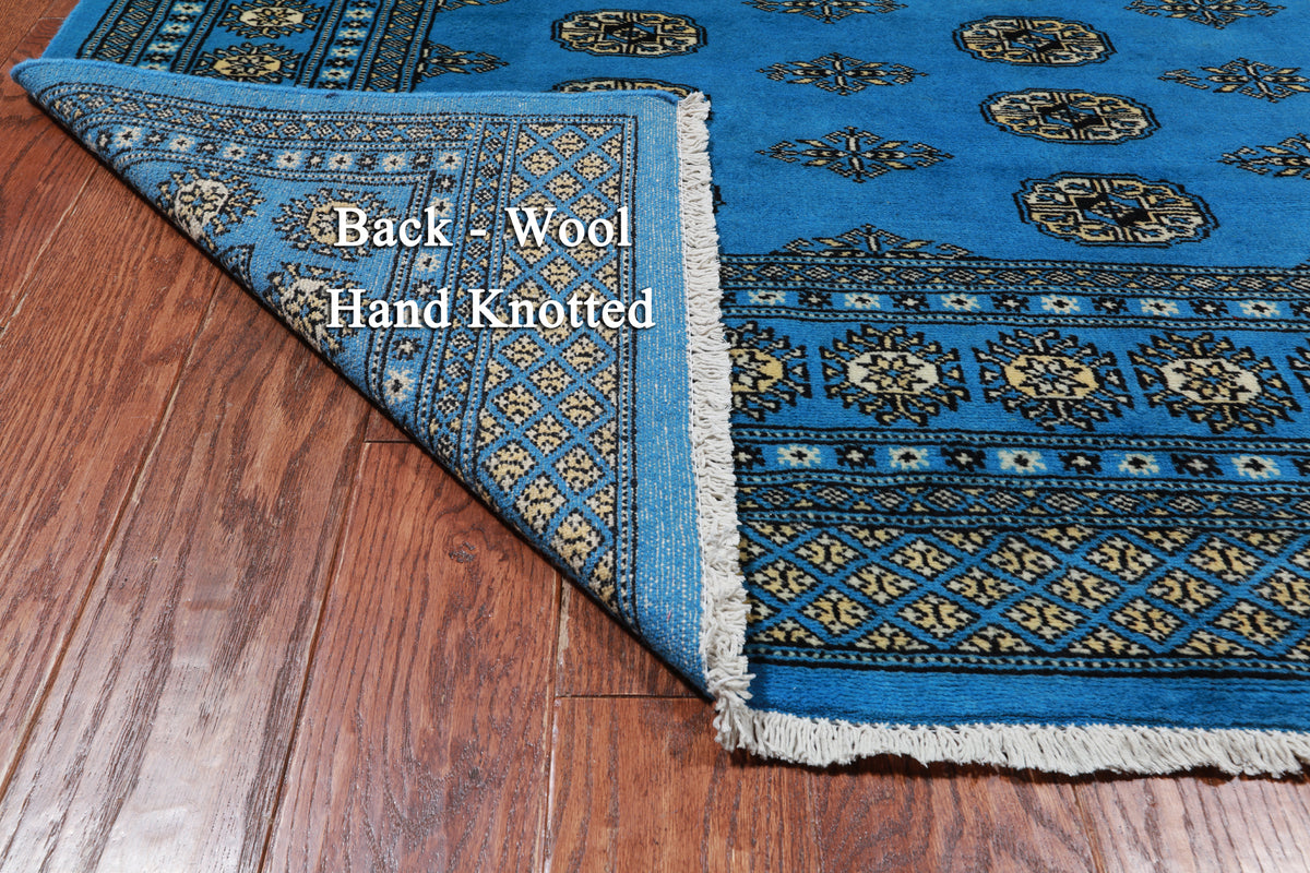 Blue Bokhara Hand-Knotted Wool Rug - 6' 0" X 8' 10"