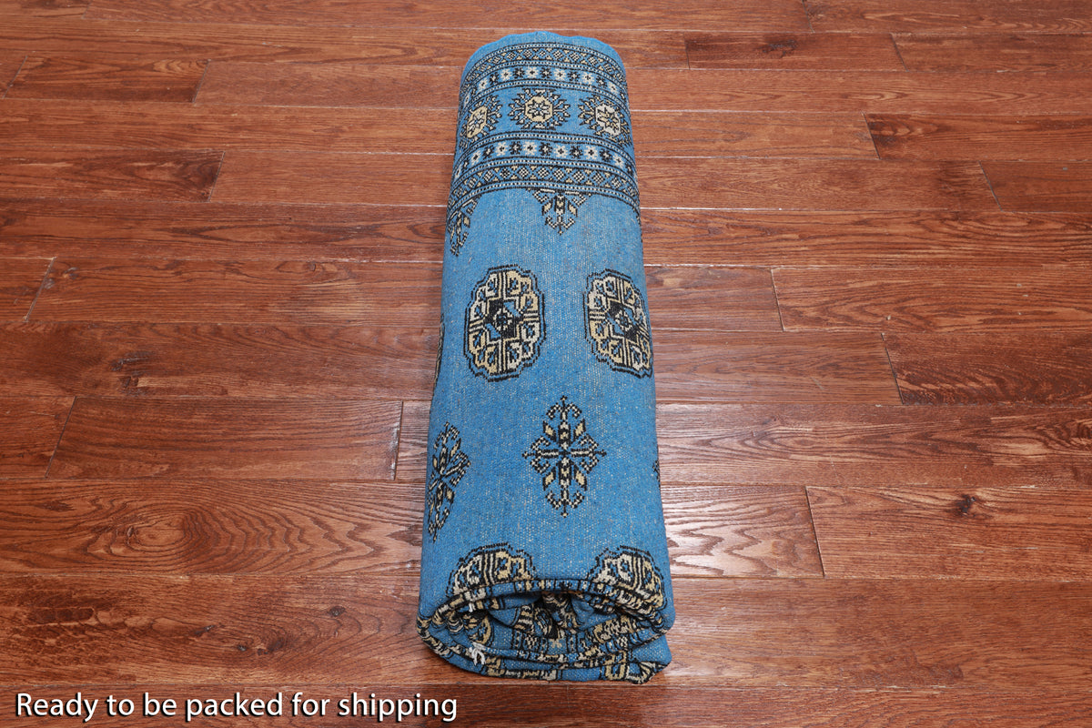 Blue Bokhara Hand-Knotted Wool Rug - 6' 0" X 8' 10"