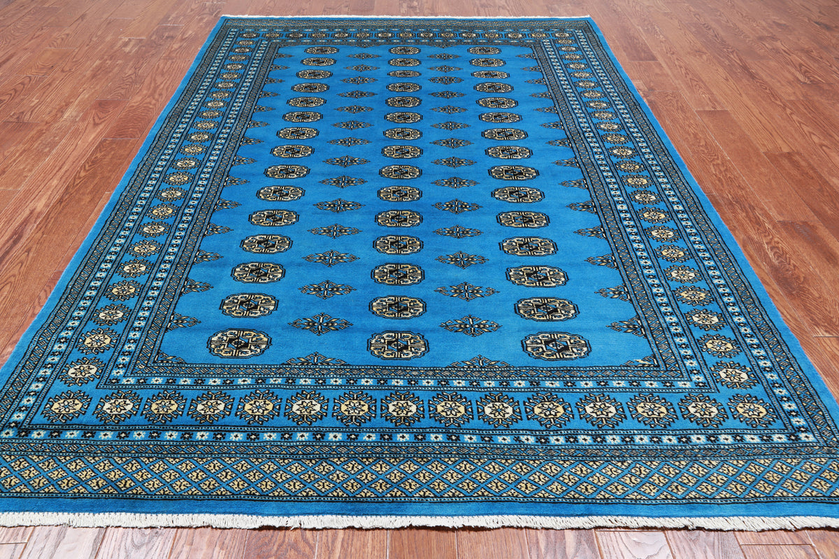 Blue Bokhara Hand-Knotted Wool Rug - 6' 0" X 8' 10"