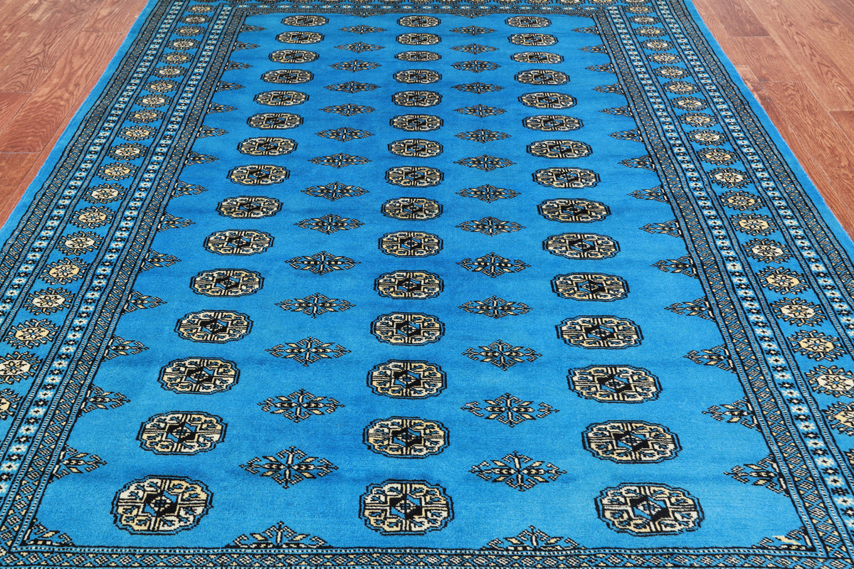 Blue Bokhara Hand-Knotted Wool Rug - 6' 0" X 8' 10"