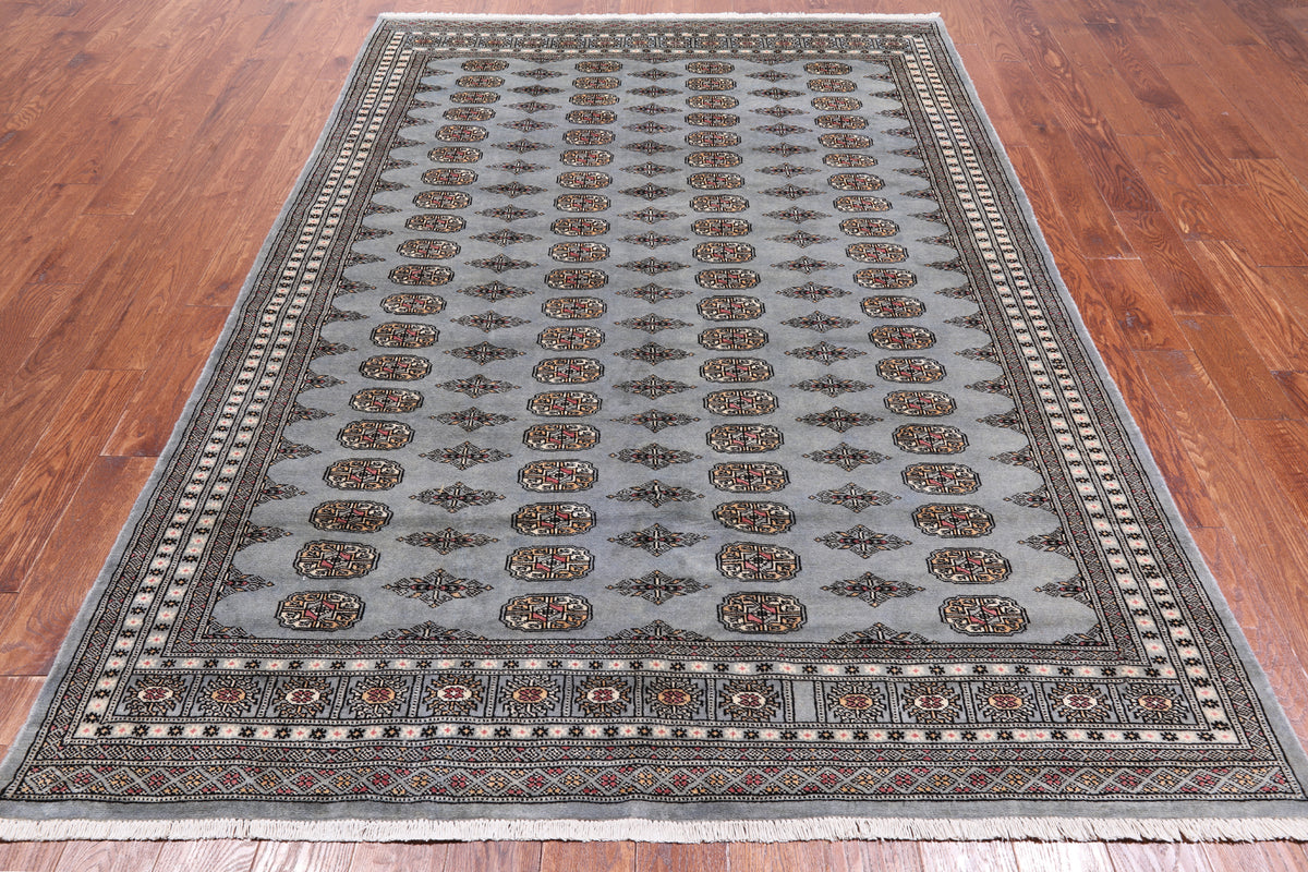 Grey Bokhara Hand-Knotted Wool Rug - 6' 1" X 8' 10"