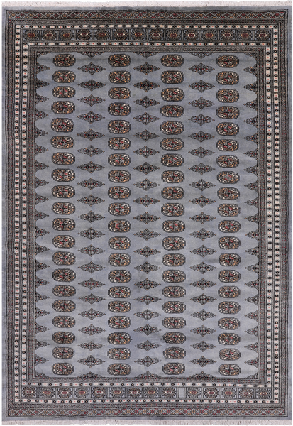 Grey Bokhara Hand-Knotted Wool Rug - 6' 1" X 8' 10"