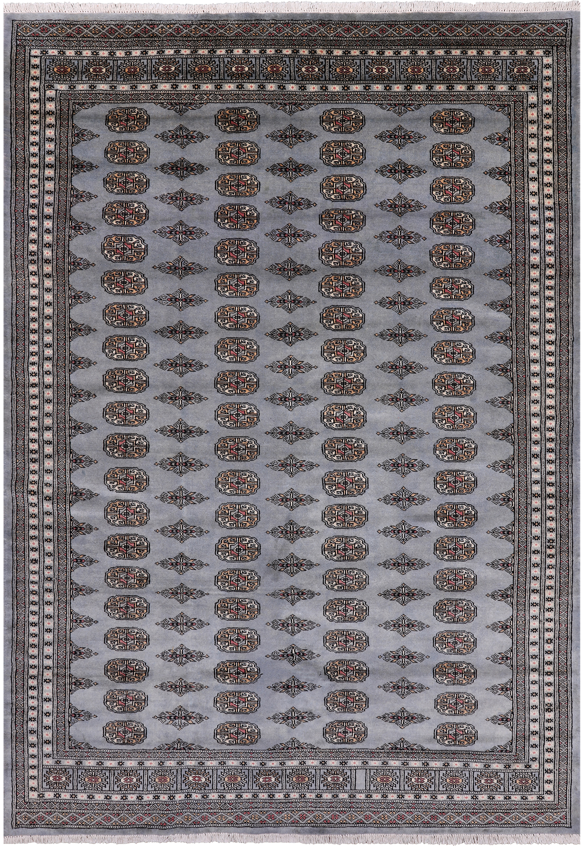 Grey Bokhara Hand-Knotted Wool Rug - 6' 1" X 8' 10"