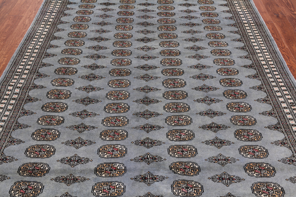 Grey Bokhara Hand-Knotted Wool Rug - 6' 1" X 8' 10"