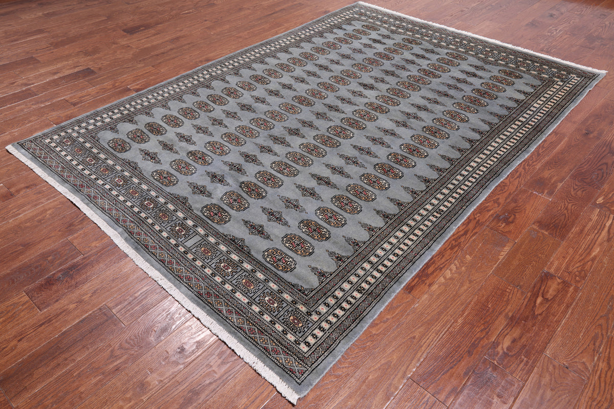 Grey Bokhara Hand-Knotted Wool Rug - 6' 1" X 8' 10"