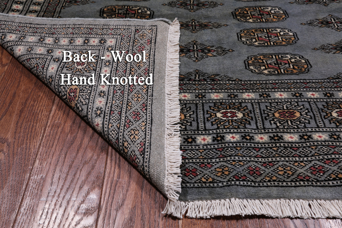 Grey Bokhara Hand-Knotted Wool Rug - 6' 1" X 8' 10"