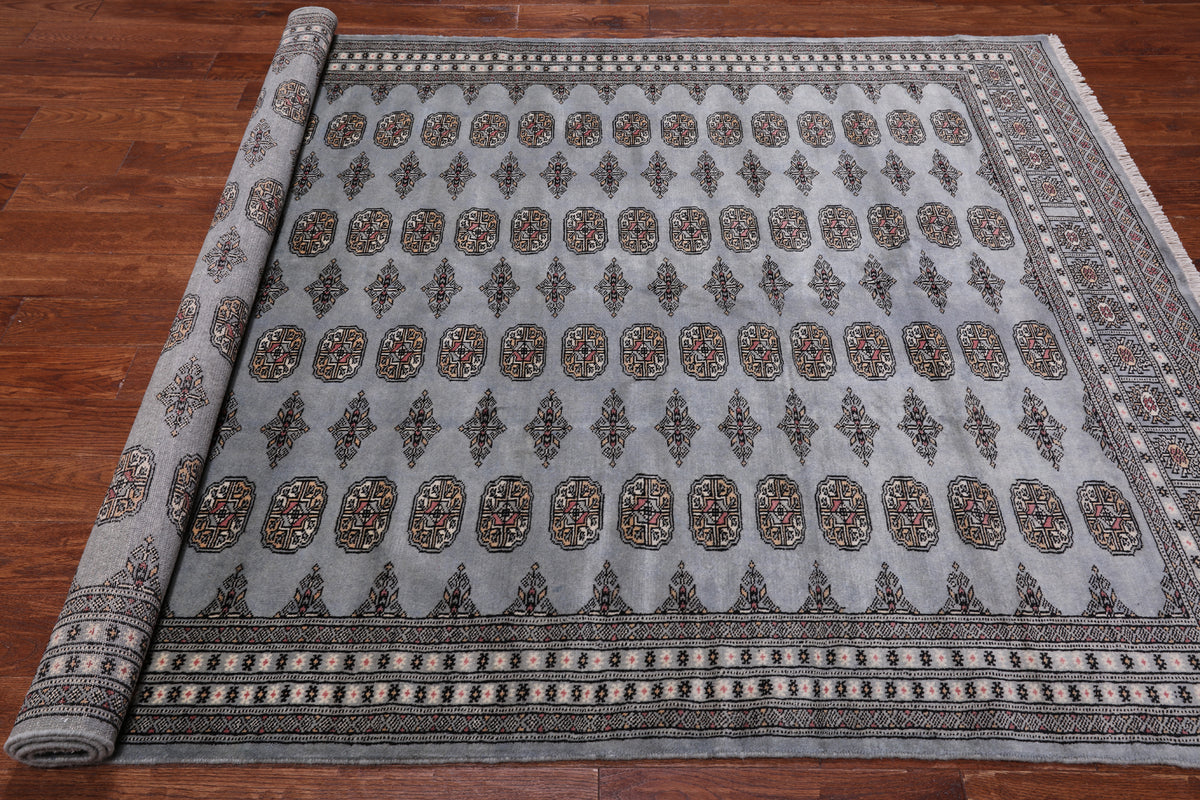 Grey Bokhara Hand-Knotted Wool Rug - 6' 1" X 8' 10"