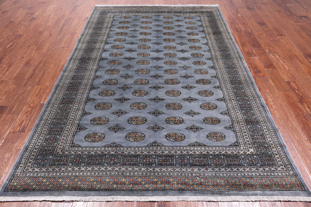 Grey Bokhara Hand Knotted Wool Rug - 6' 4" X 9' 6"