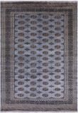 Grey Bokhara Hand Knotted Wool Rug - 6' 4" X 9' 6"