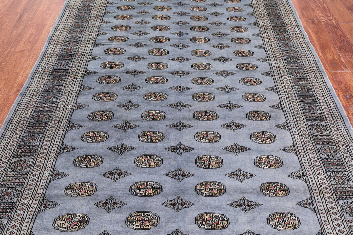 Grey Bokhara Hand Knotted Wool Rug - 6' 4" X 9' 6"