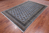 Grey Bokhara Hand Knotted Wool Rug - 6' 4" X 9' 6"