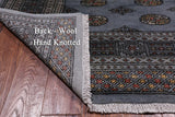 Grey Bokhara Hand Knotted Wool Rug - 6' 4" X 9' 6"