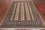 Beige Bokhara Handmade Wool Rug - 6' 7" X 9' 7"