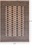 Beige Bokhara Handmade Wool Rug - 6' 7" X 9' 7"