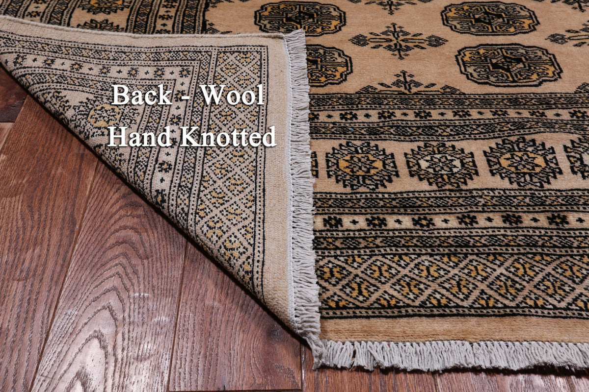 Beige Bokhara Handmade Wool Rug - 6' 7" X 9' 7"