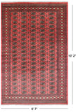 Pink Bokhara Handmade Wool Rug - 6' 7" X 10' 2"