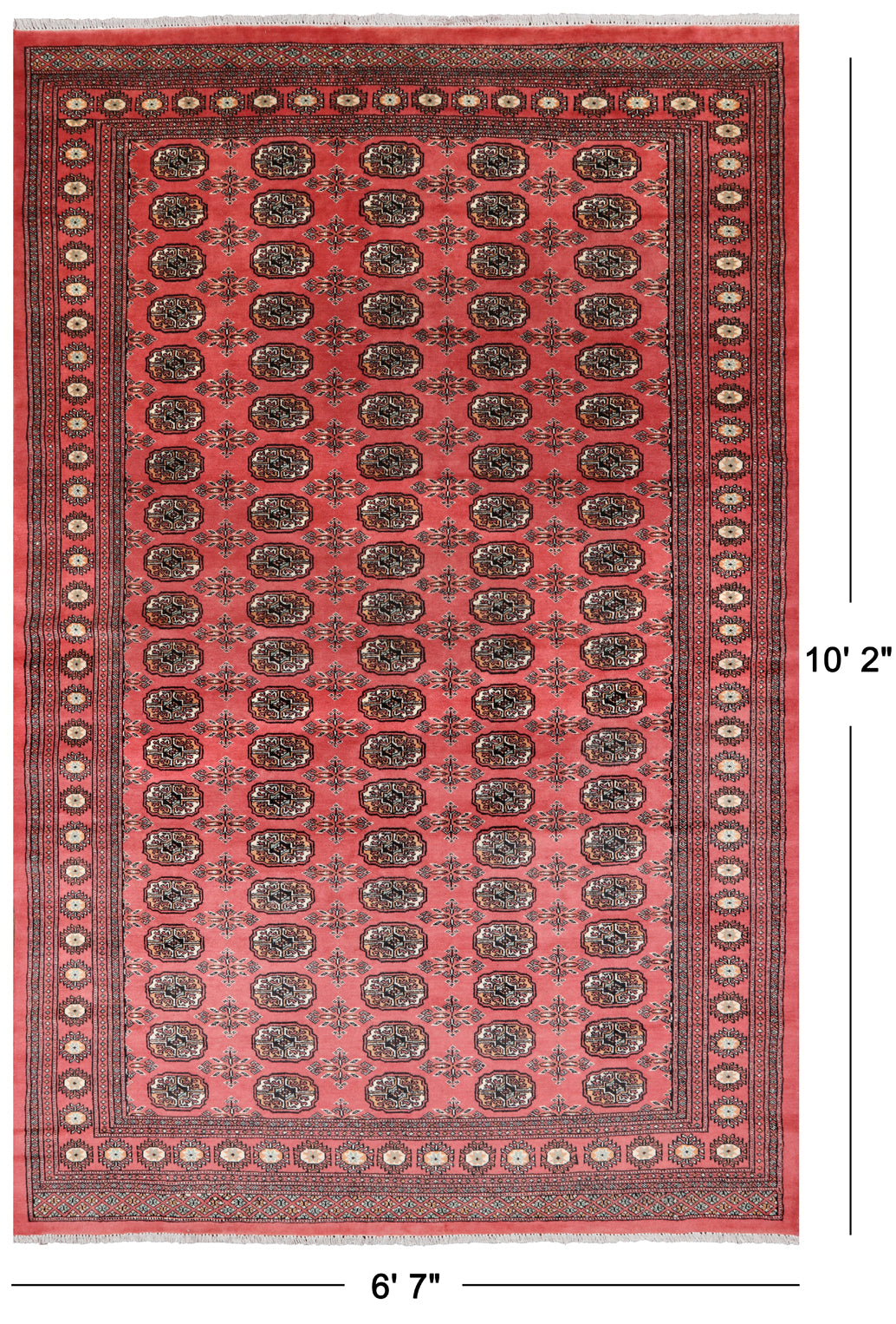 Pink Bokhara Handmade Wool Rug - 6' 7" X 10' 2"
