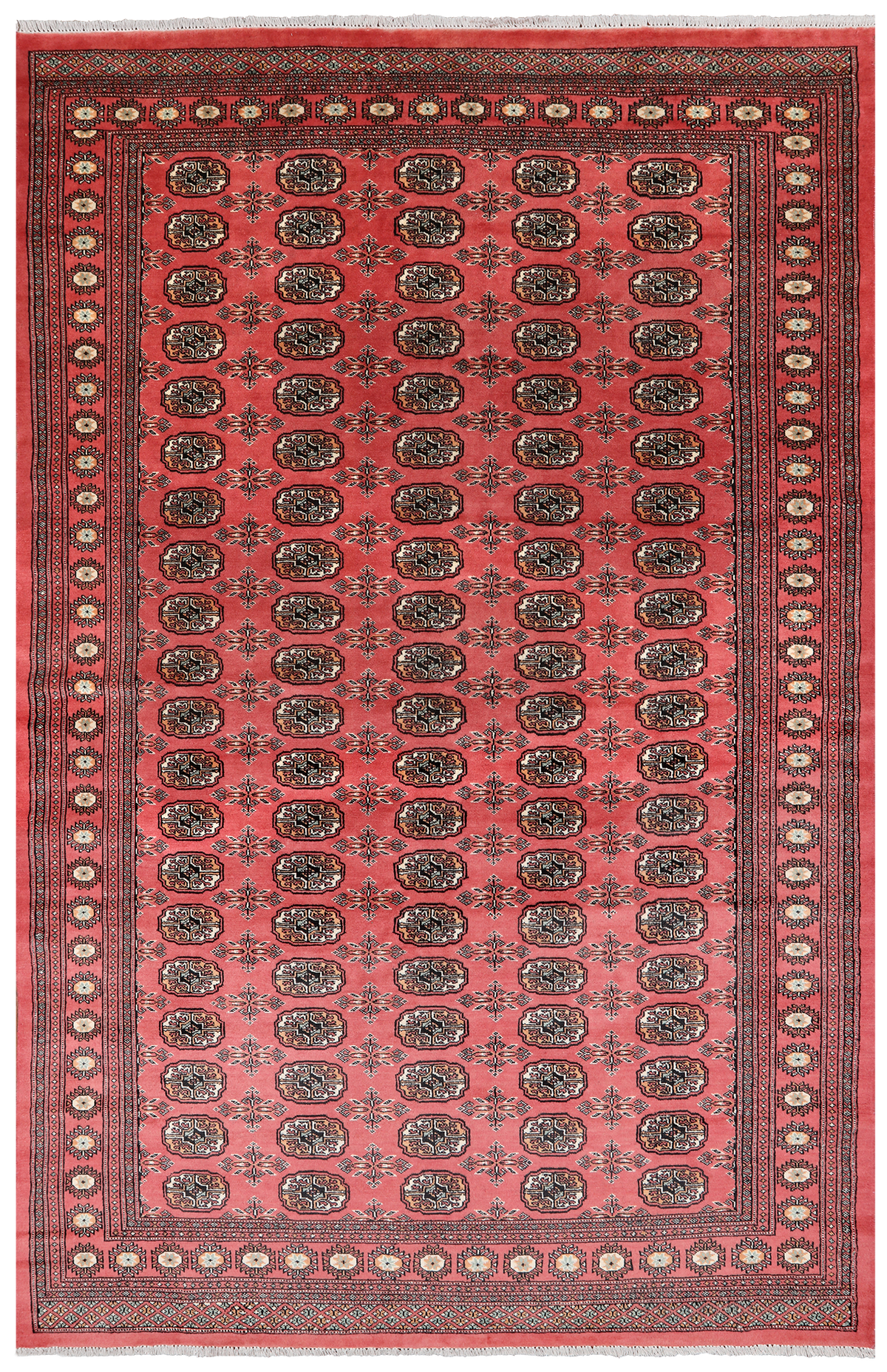 Pink Bokhara Handmade Wool Rug - 6' 7" X 10' 2"