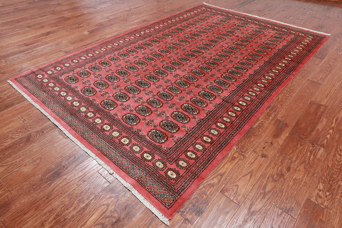Pink Bokhara Handmade Wool Rug - 6' 7" X 10' 2"