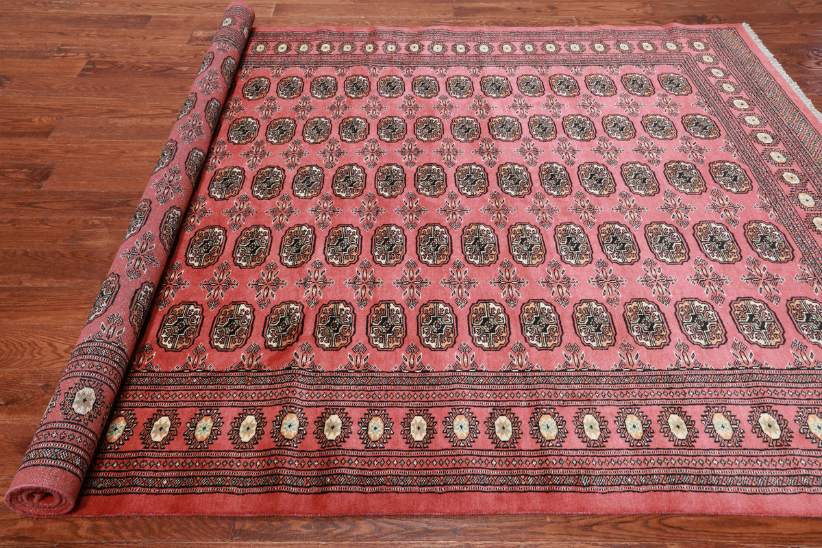 Pink Bokhara Handmade Wool Rug - 6' 7" X 10' 2"