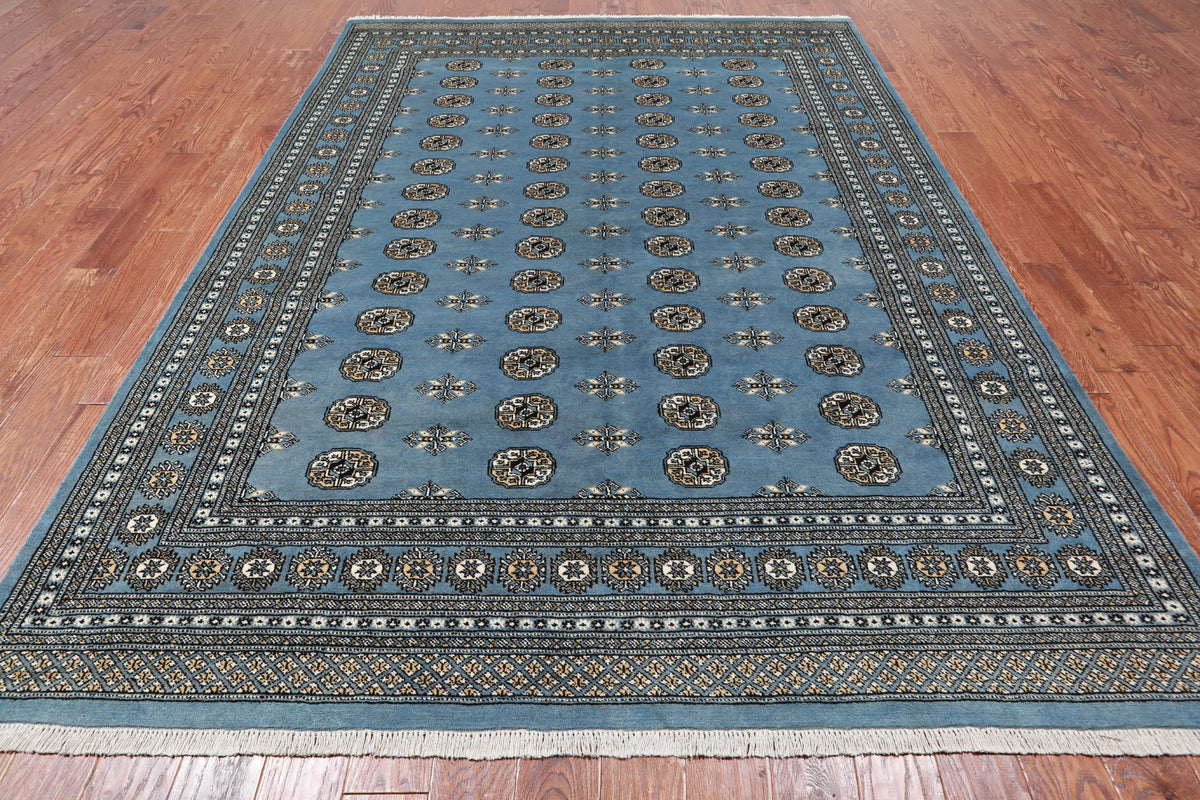 Grey Bokhara Handmade Wool Rug - 7' 2" X 9' 9"