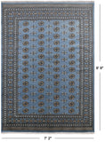Grey Bokhara Handmade Wool Rug - 7' 2" X 9' 9"