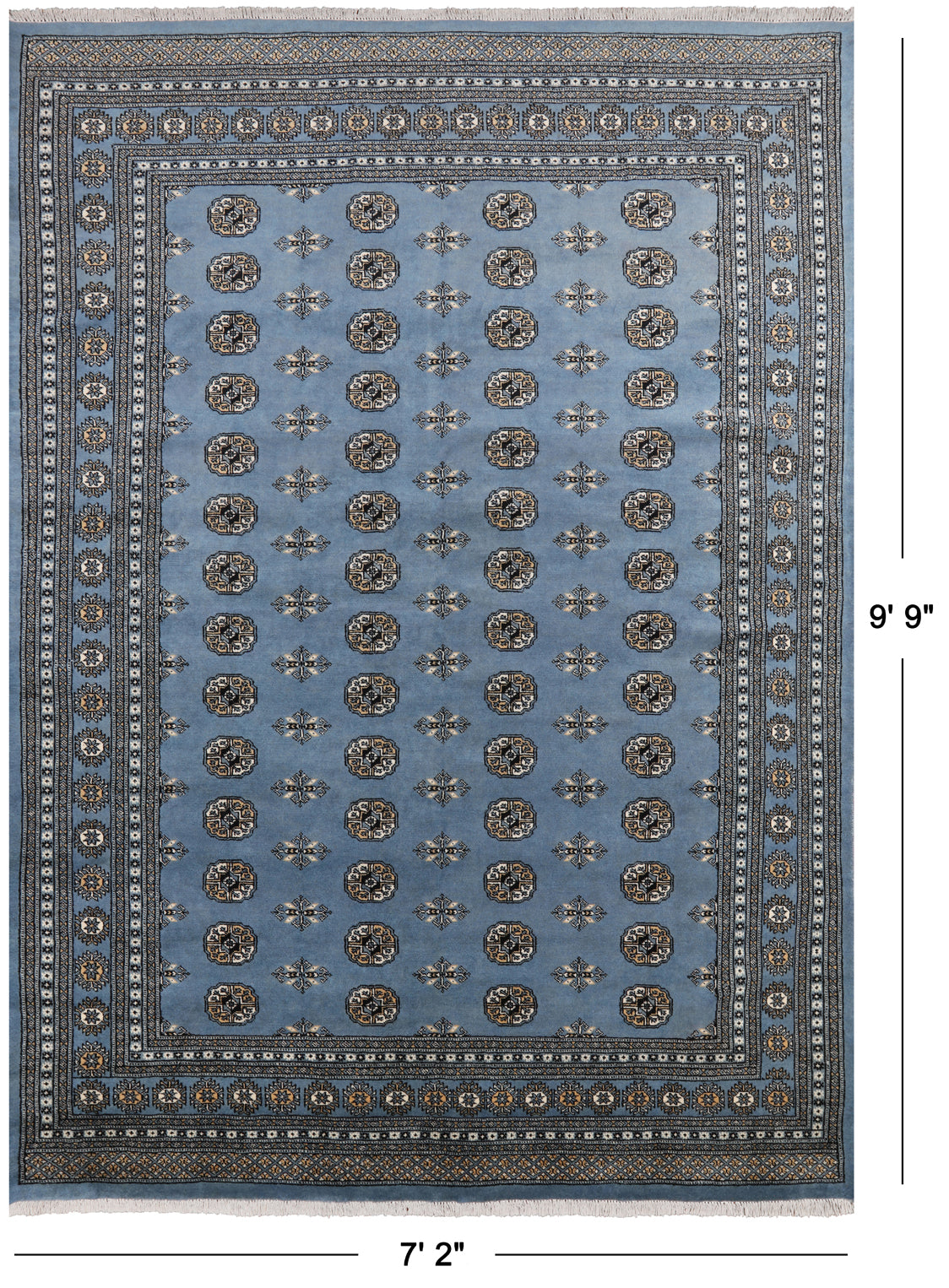 Grey Bokhara Handmade Wool Rug - 7' 2" X 9' 9"