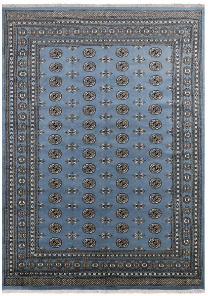 Grey Bokhara Handmade Wool Rug - 7' 2" X 9' 9"