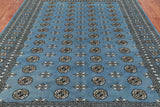 Grey Bokhara Handmade Wool Rug - 7' 2" X 9' 9"