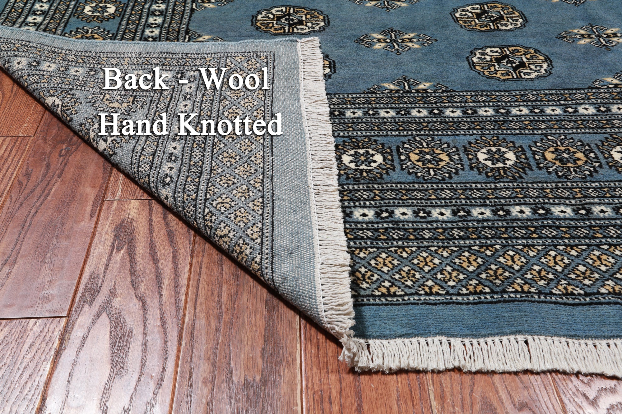 Grey Bokhara Handmade Wool Rug - 7' 2" X 9' 9"