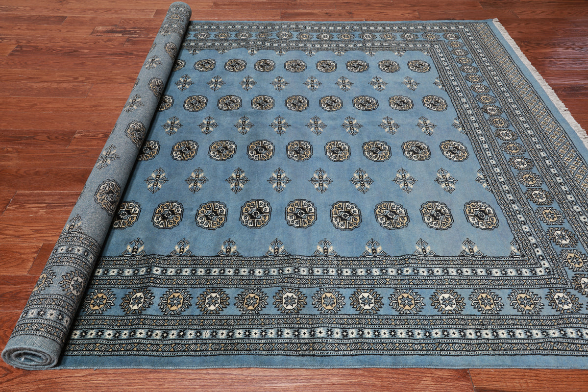 Grey Bokhara Handmade Wool Rug - 7' 2" X 9' 9"