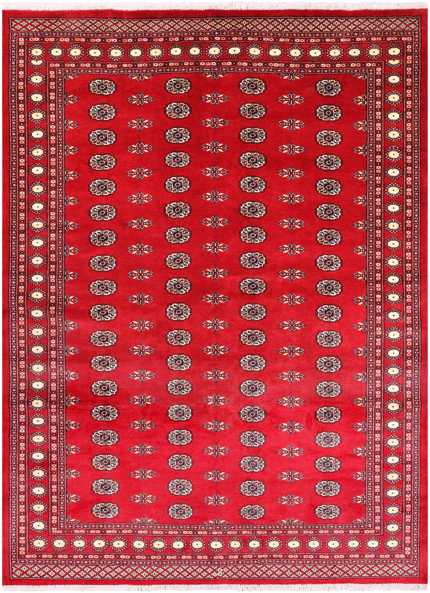 Red Bokhara Hand-Knotted Wool Rug - 7' 2" X 9' 9"