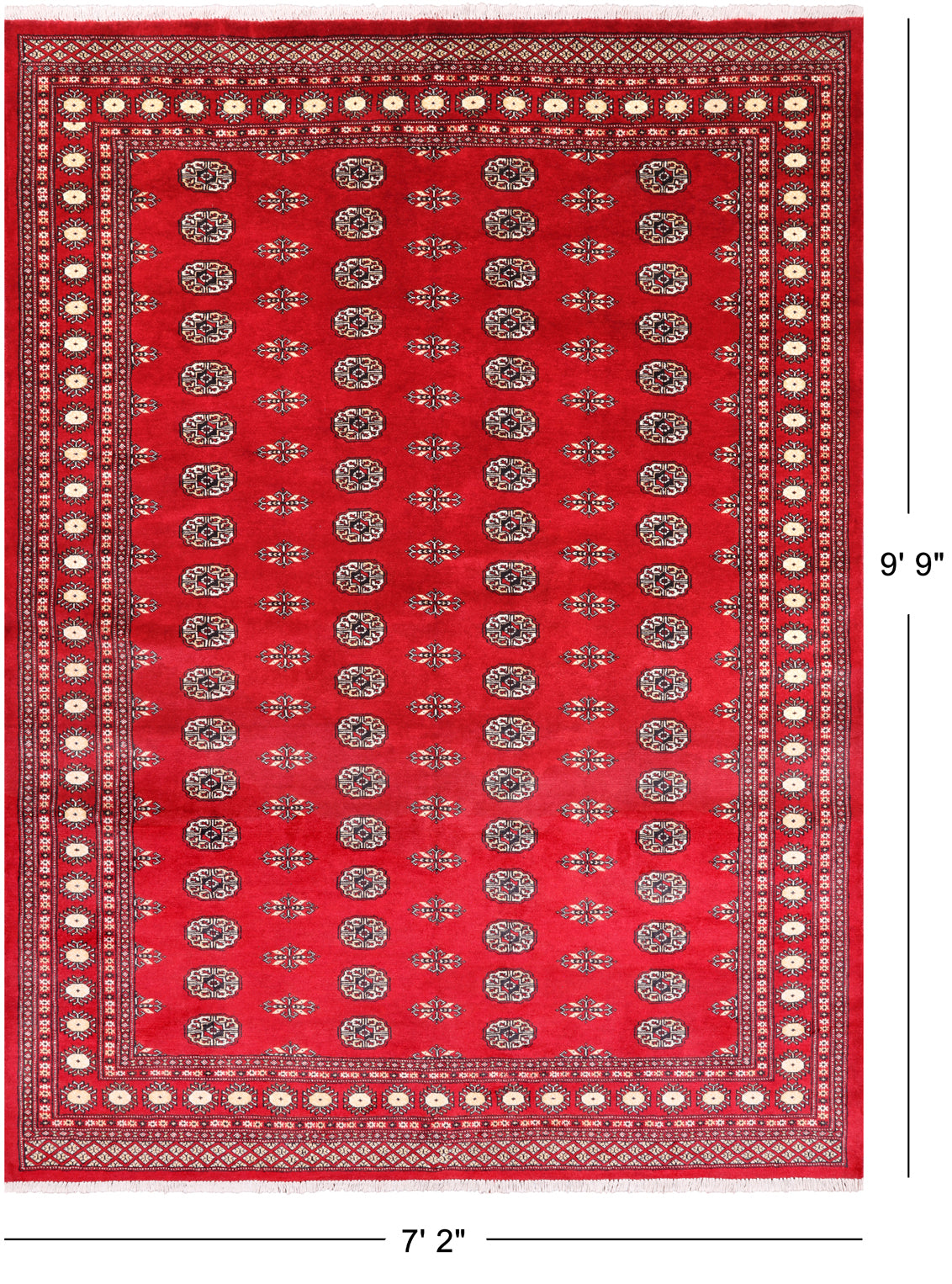Red Bokhara Hand-Knotted Wool Rug - 7' 2" X 9' 9"