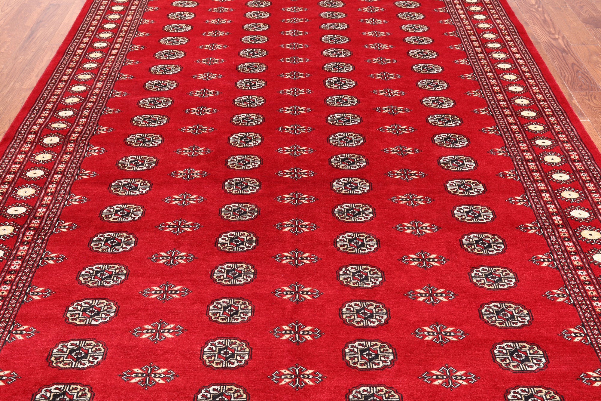 Red Bokhara Hand-Knotted Wool Rug - 7' 2" X 9' 9"