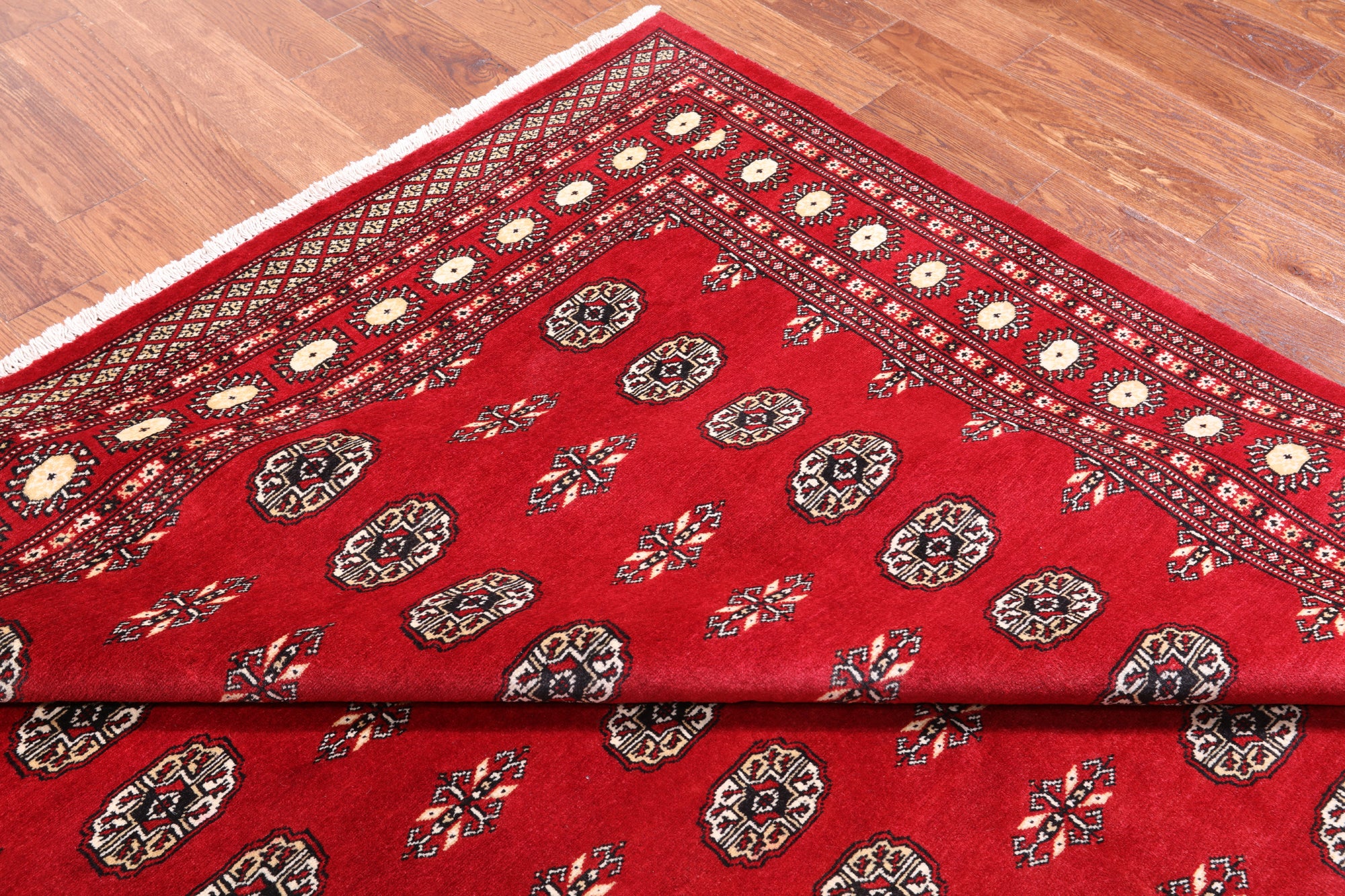 Red Bokhara Hand-Knotted Wool Rug - 7' 2" X 9' 9"